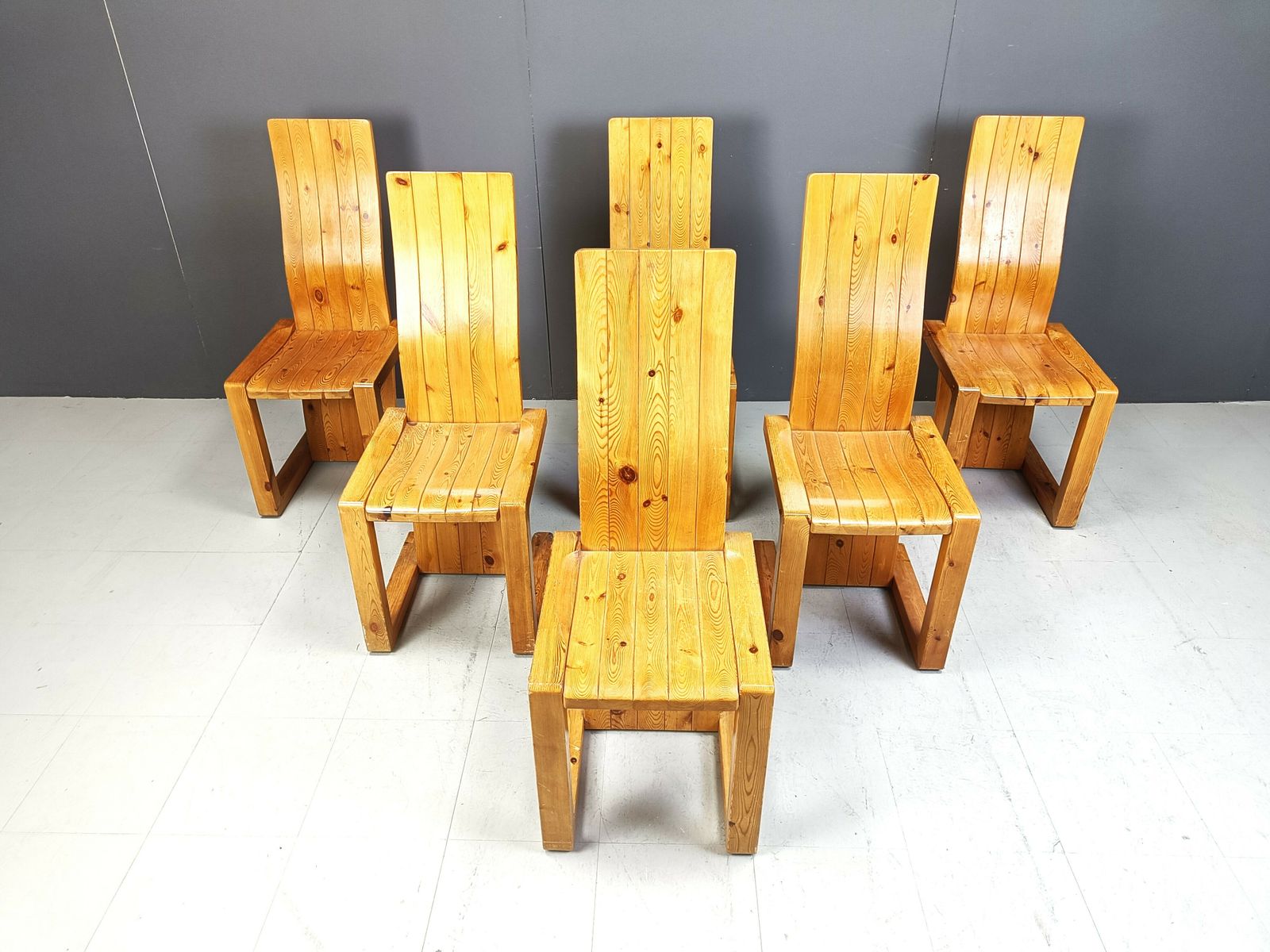 Vintage Finnish Pine Wood Dining Chairs, 1970s photo for sale