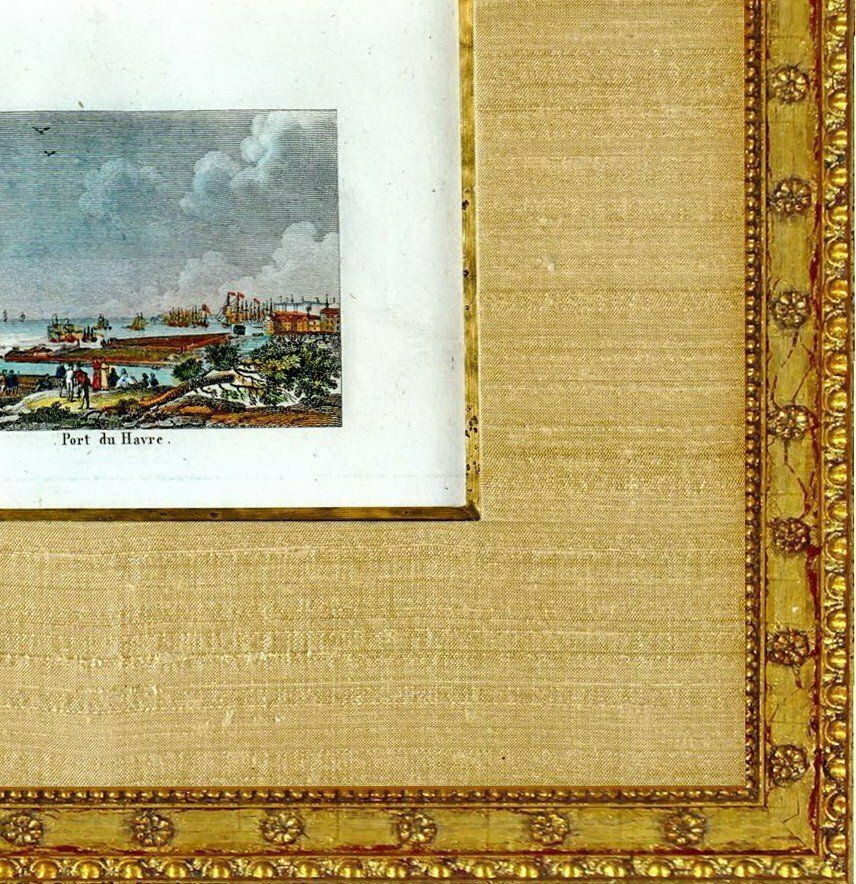 Small Engraving Of The Port Of Le Havre   Ep. Early 19th Century photo furniture