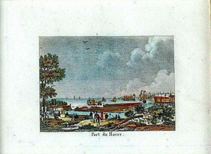 Small Engraving Of The Port Of Le Havre   Ep. Early 19th Century photo for sale