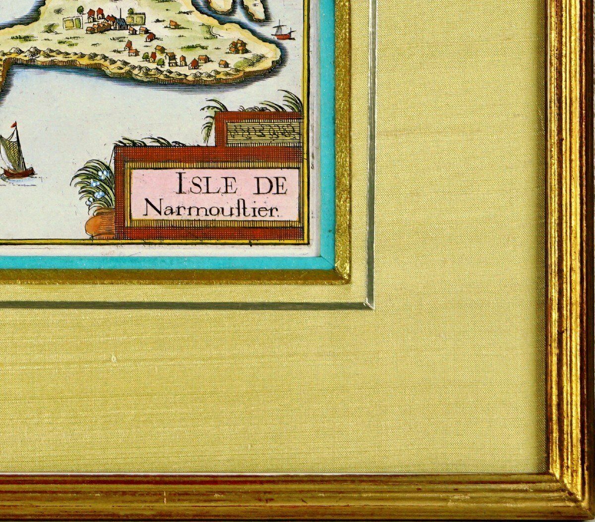 Rare Engraving Of The Isle Of Narmoustier (Island Of Noirmoutier)   Ep. 17th Centuryflag photo furniture