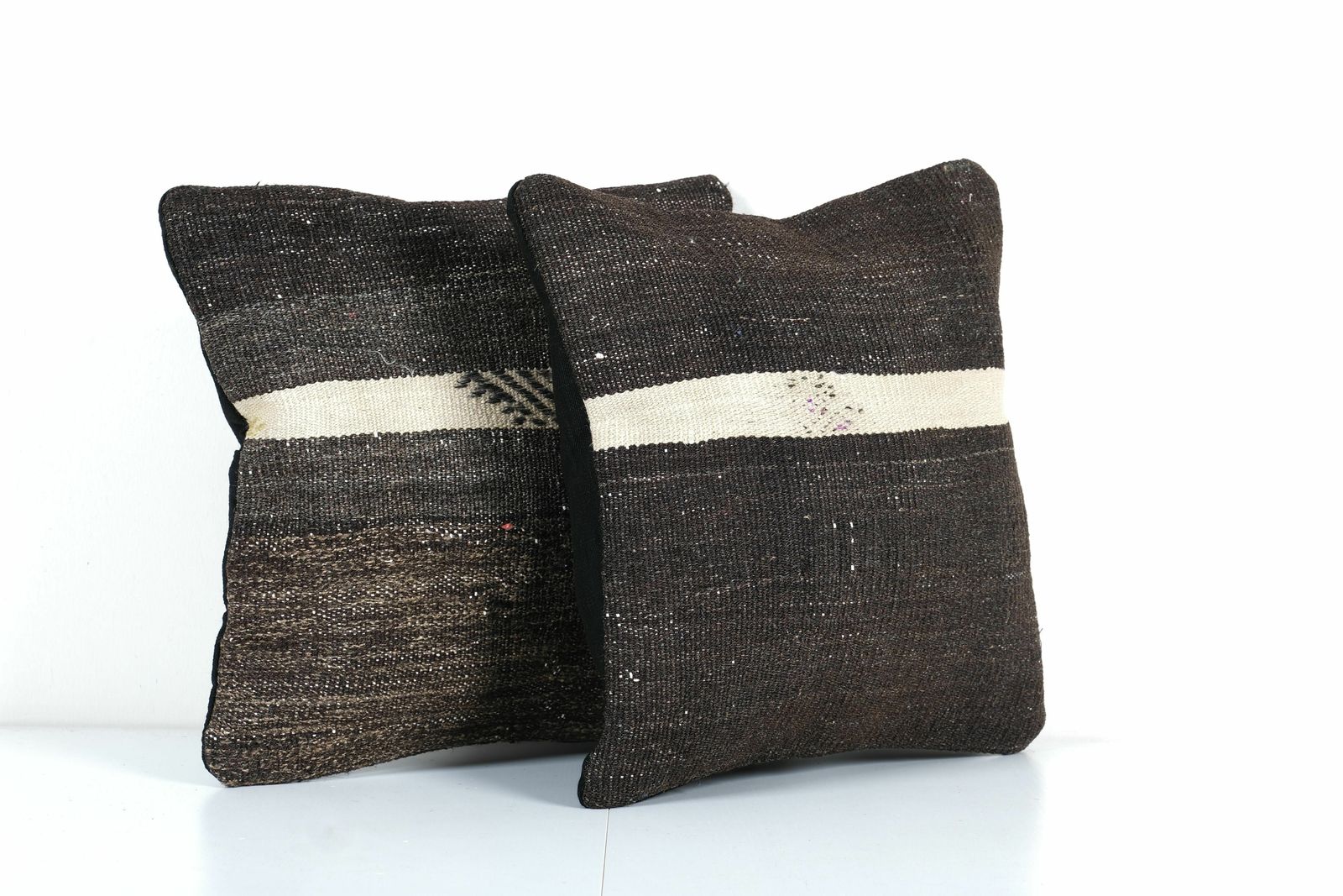 Handmade Turkish Brown And Black Kilim Pillow Cover – Set Of Two Organic For  & Vintage Homes photo Textiles