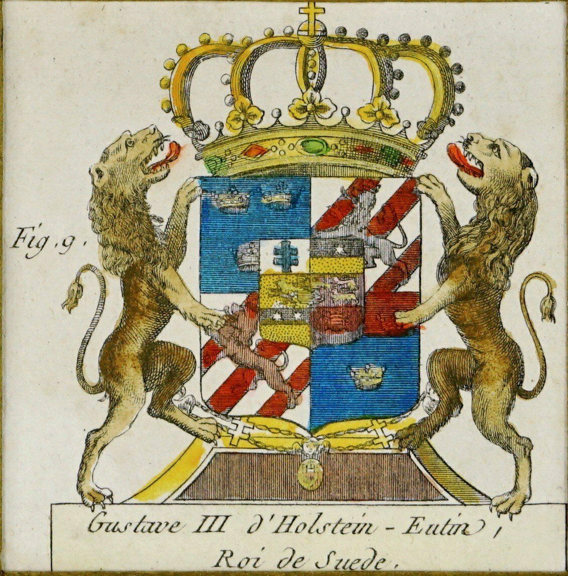 Petite Gravure   Armoirie De Gustave III D'holstein   Eutin  Roi De Suede   Ep. Xviiie photo for sale