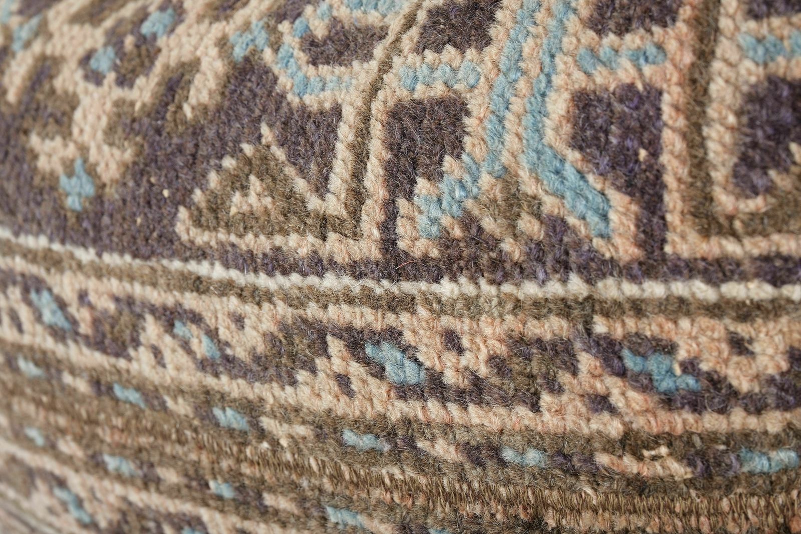 Set Of Two Turkish Oushak Rug Pillow Cover, Matching Dark Brown Boho Woven Pillow Cover, Faded Wool Carpet Lumbar photo for sale