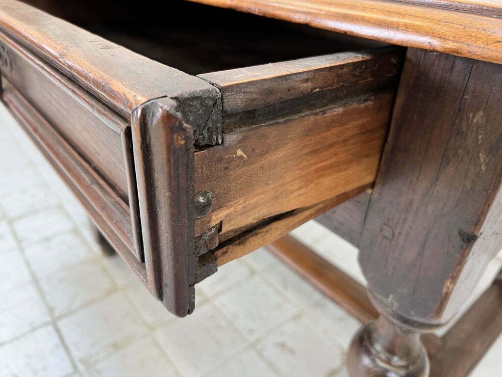 Walnut Wood Console, Writing, Dressing Table With Decorative Legs photo vinterior