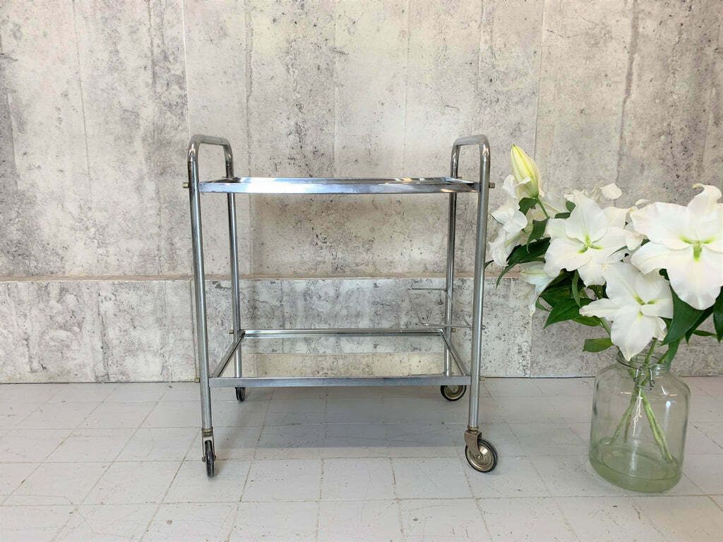 Chrome And Mirrored French Mid Century Drinks Trolley