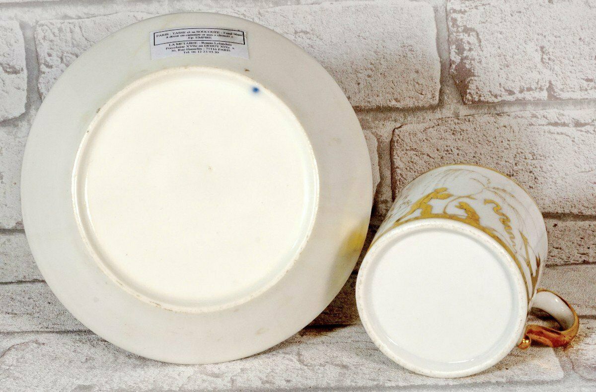 photo furniture Beautiful "Litron" Cup And Saucer Paris Porcelain   18th Century   Louis XVI