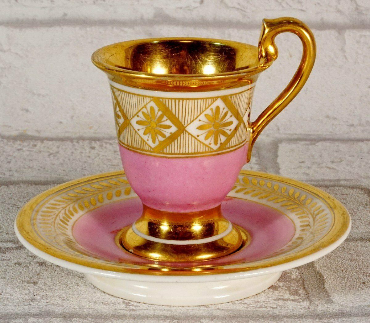 Home Decor Small Porcelain Cup And Saucer From Paris Or Russia   Early 19th Century photo