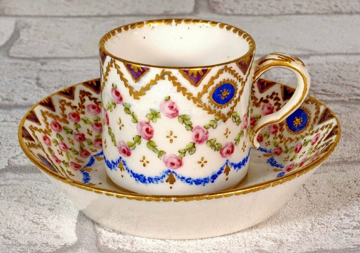 Cup And Saucer (4th Size) In Soft Porcelain From Sevres   18th Century   Louis XVI photo furniture