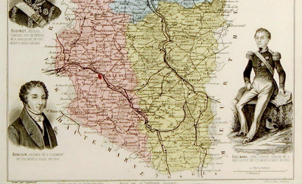 Engraving Representing The Departmental Map Of "La Meuse" (55)   Ep. End Of The 19th Century photo 50.0