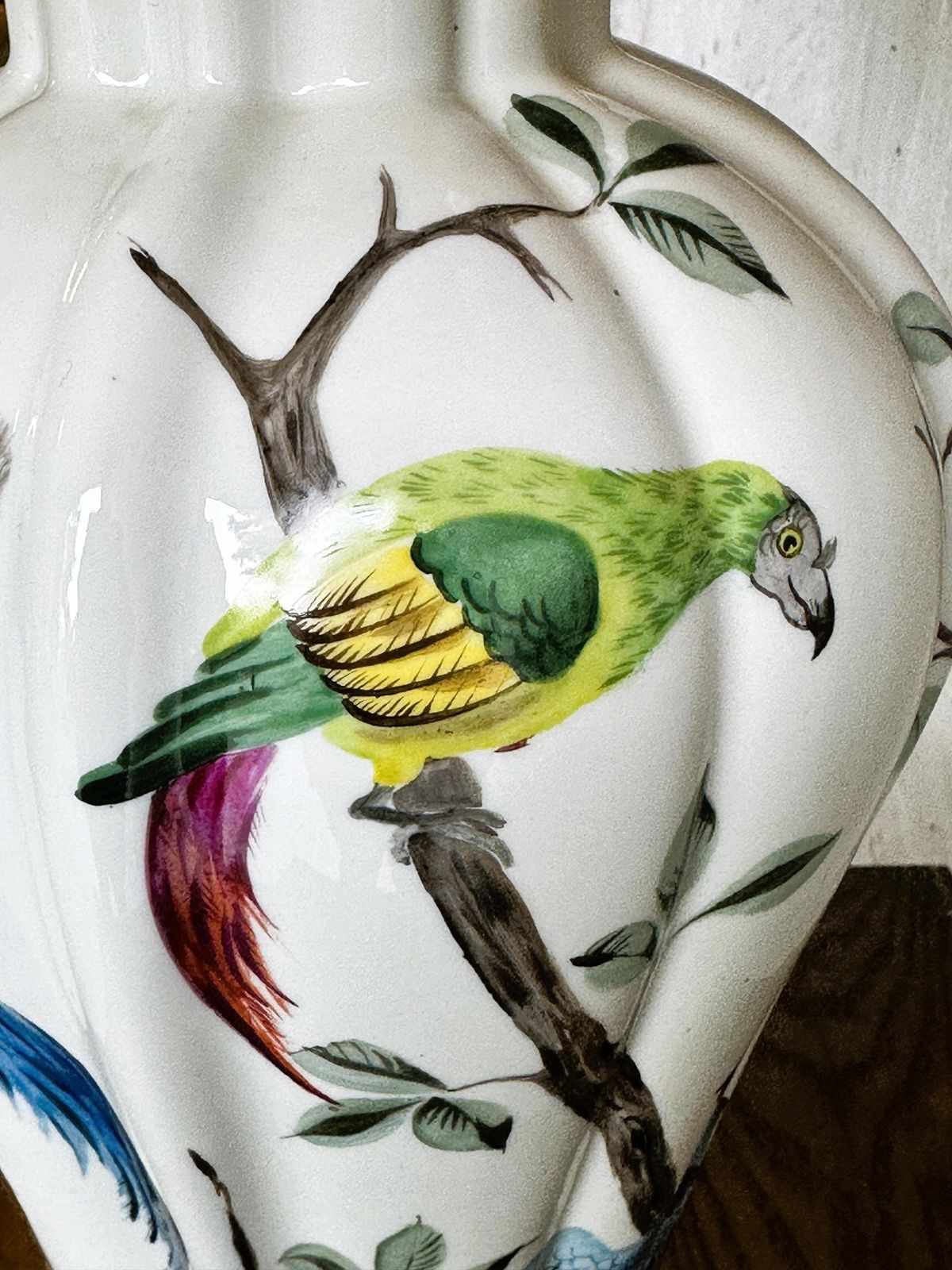 Porcelaine De Paris Porseleinen Tafellamp Met Exotische Vogels, Ca. Jaren 1950. photo Verlichting