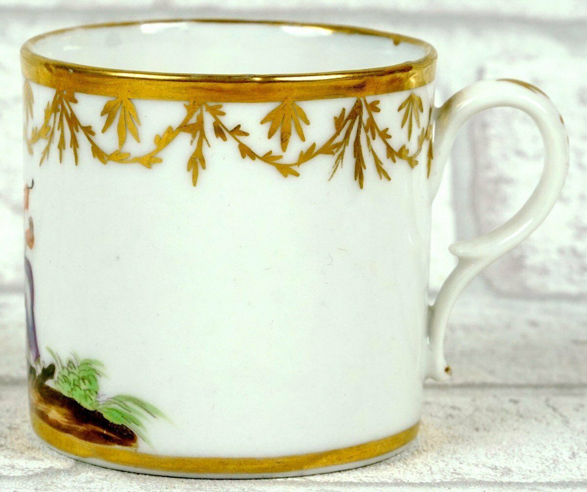 Paris Porcelain Cup And Saucer   Leboeuf Factory   Rue Thiroux   18th Century photo for sale