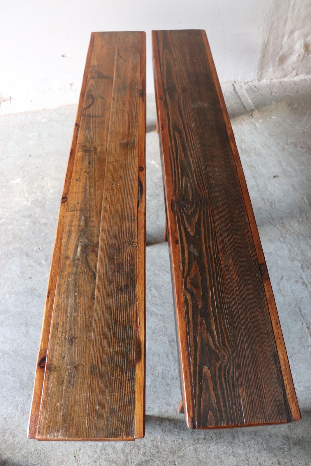 photo for sale Matching Pair Of French Pine Refectory Benches
