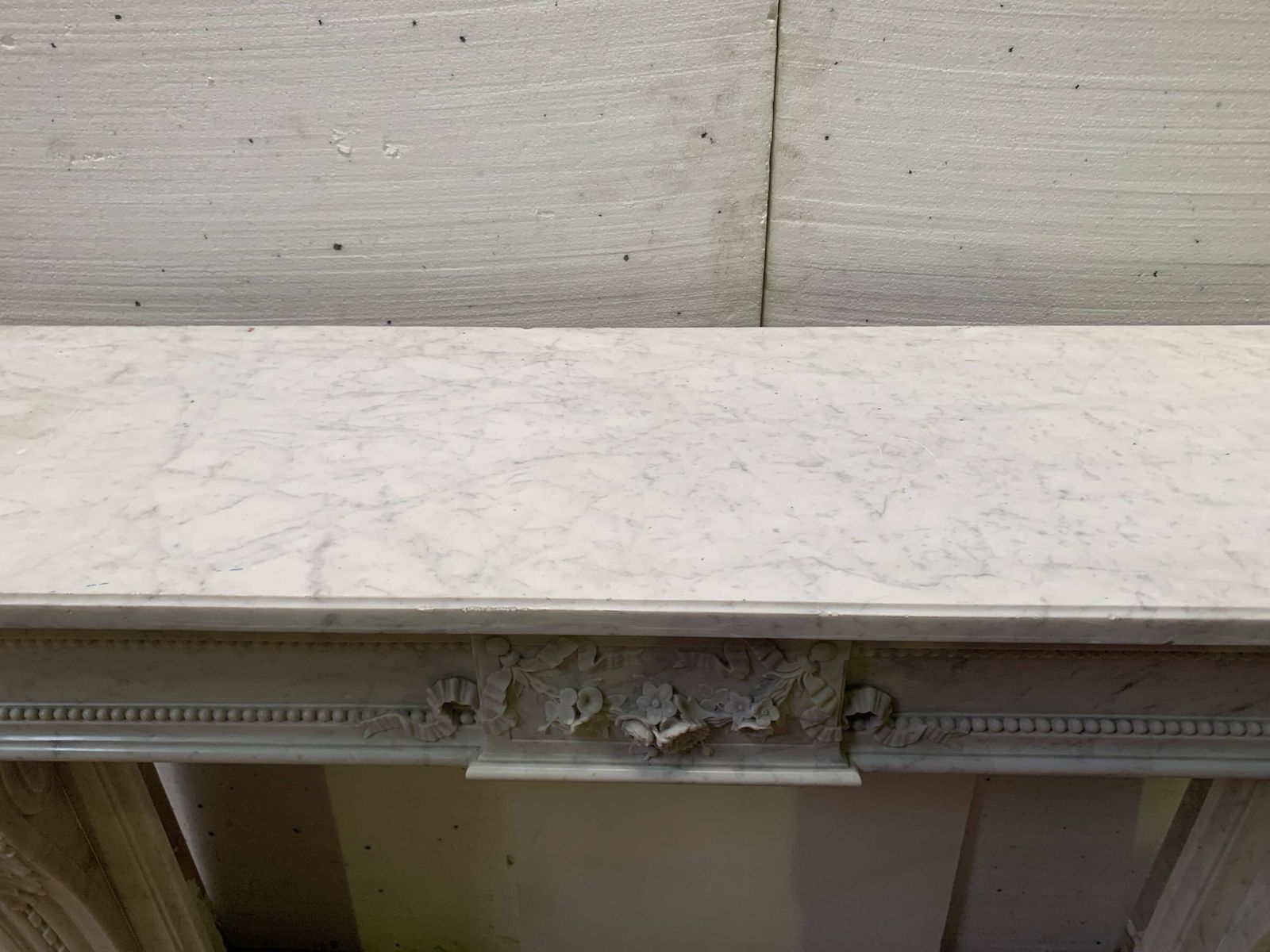 Louis XVI Style Fireplace In White Carrara Marble, 19th Century photo 14602.5