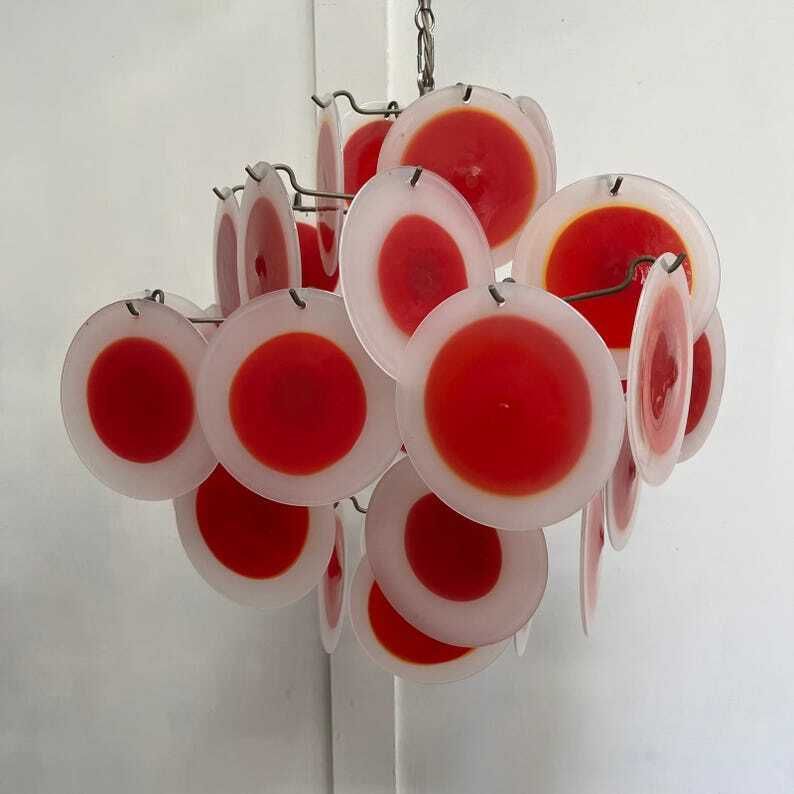 Mid Century Italian Murano Glass Disc Chandelier By Gino Vistosi, 1960s / Lighting photo 3200.0