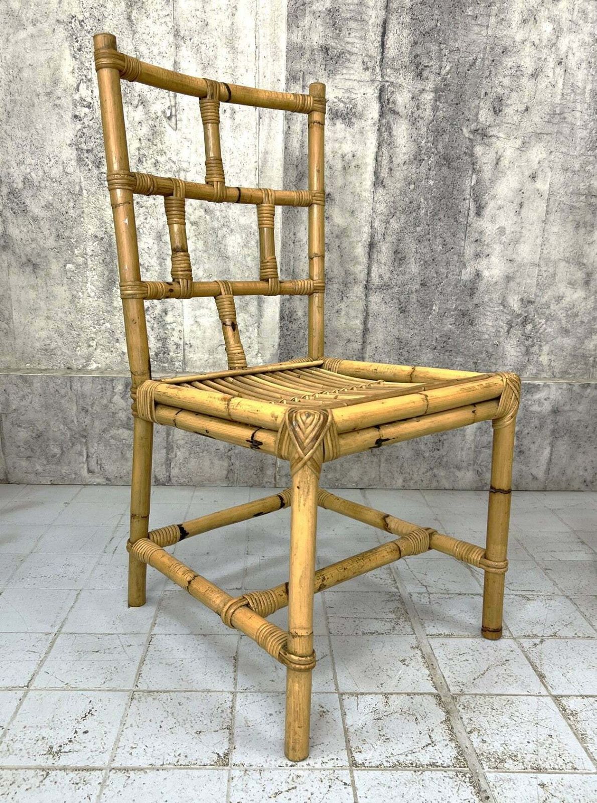 Set Of Four 1970s Bamboo Dining Chairs photo furniture