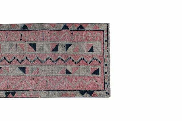 1960s Vintage Faded Herki Runner Rug 3'1'' X 9'8'' photo for sale