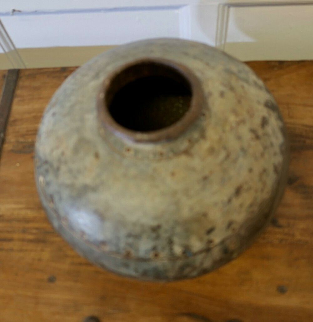 North African Round Metal Water Vase photo for sale