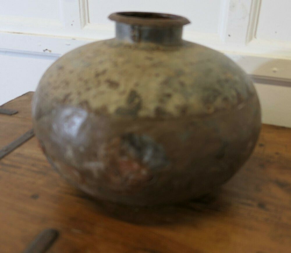 North African Round Metal Water Vase photo Home Decor