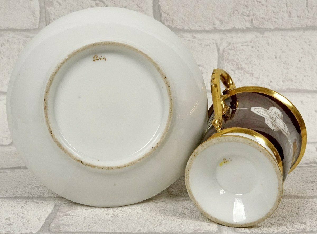 Paris Porcelain Cup And Saucer   Atelier De Paris Rue De Taranne   Empire Period photo buy