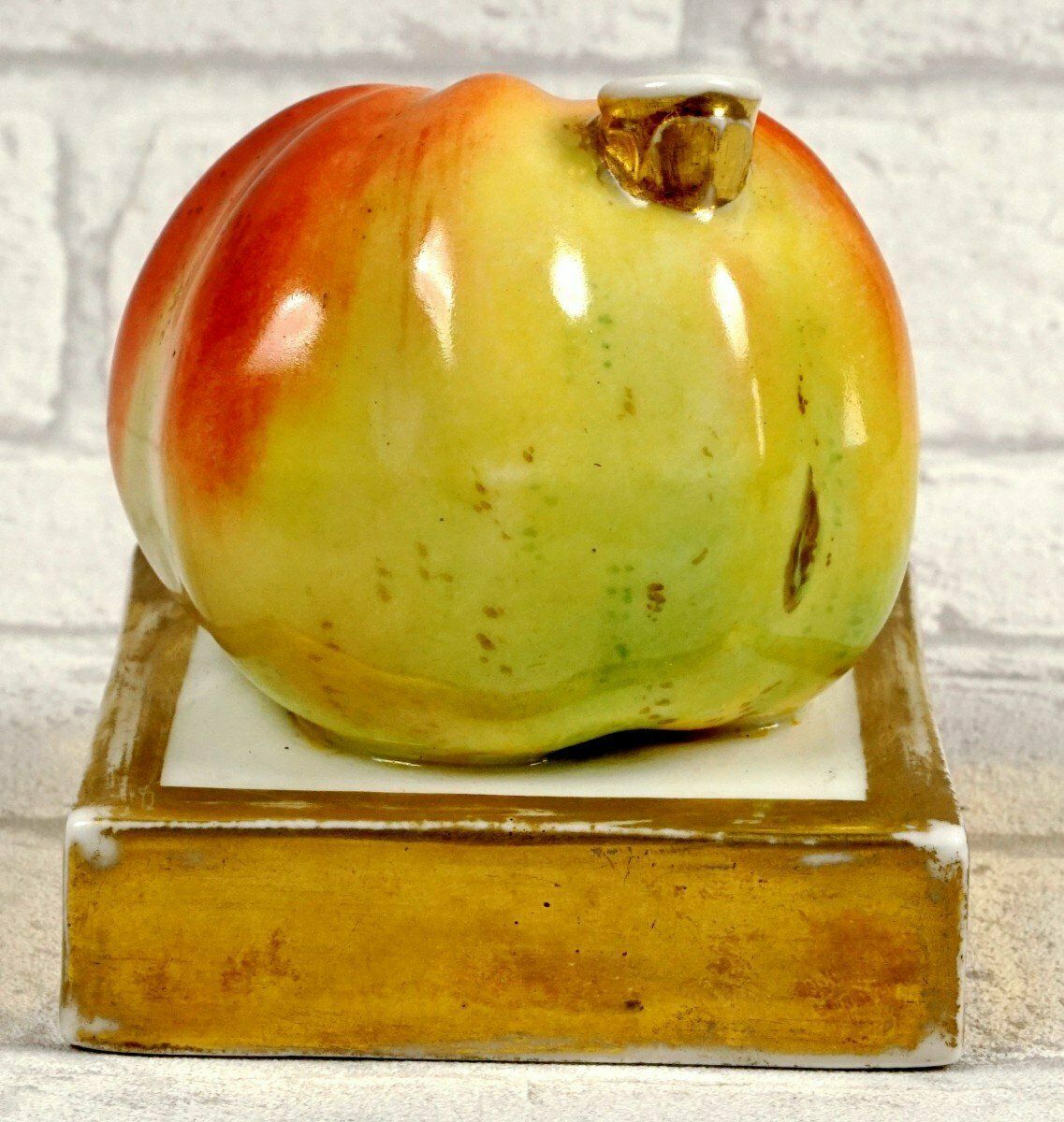 Curious Trompe L'oeil Inkwell In The Shape Of An Apple In Paris Porcelain   Early 19th Century photo Home Decor