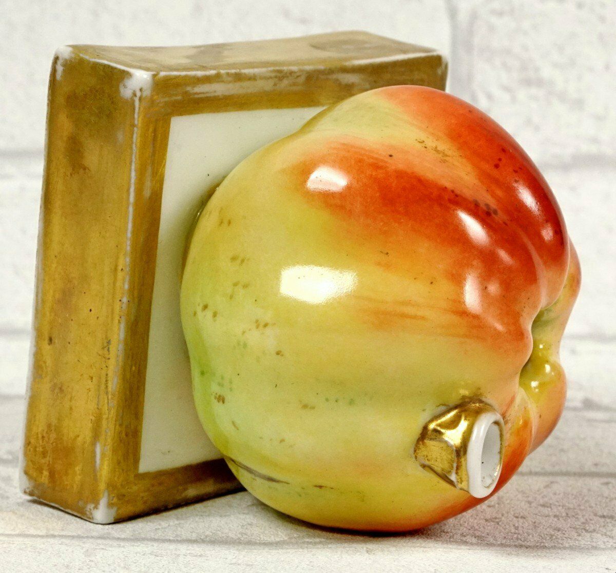 Curious Trompe L'oeil Inkwell In The Shape Of An Apple In Paris Porcelain   Early 19th Century photo buy