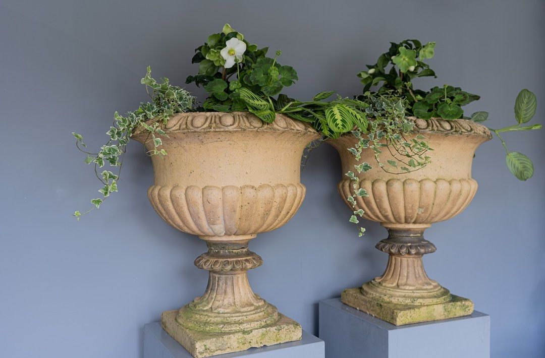 Pair Of Buff Terracotta Garden Urns photo furniture