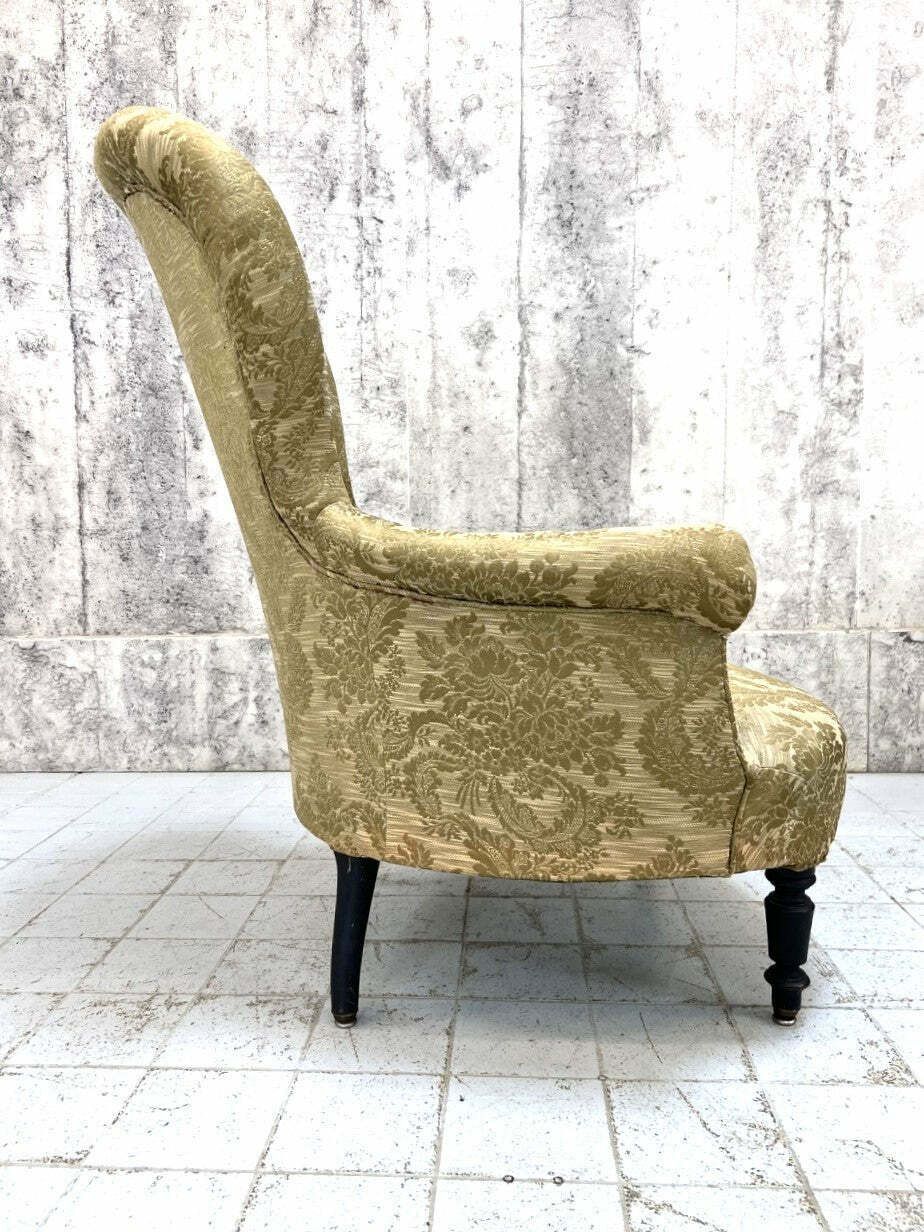Napoleon III Jacquard Gold/Green Nursing Armchair photo 595.0