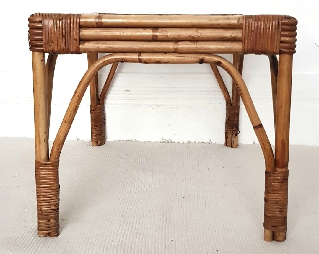 photo for sale Mid Century Italian Riviera Bamboo & Glass Coffee Table