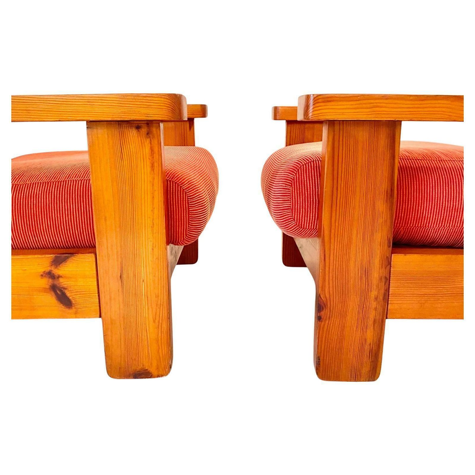 Mid Century Modern Wood And Red Velvet Armchairs, Set Of Two, Italy 1970 photo 2400.0