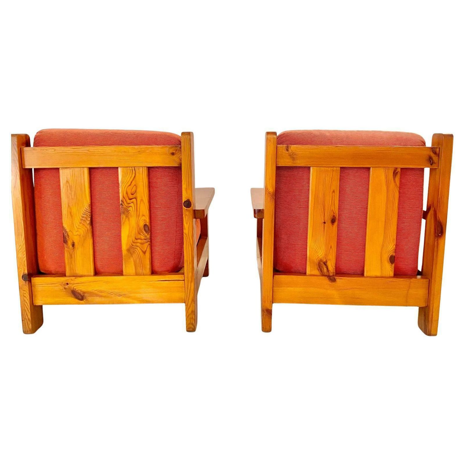 2400.0 Mid Century Modern Wood And Red Velvet Armchairs, Set Of Two, Italy 1970 photo