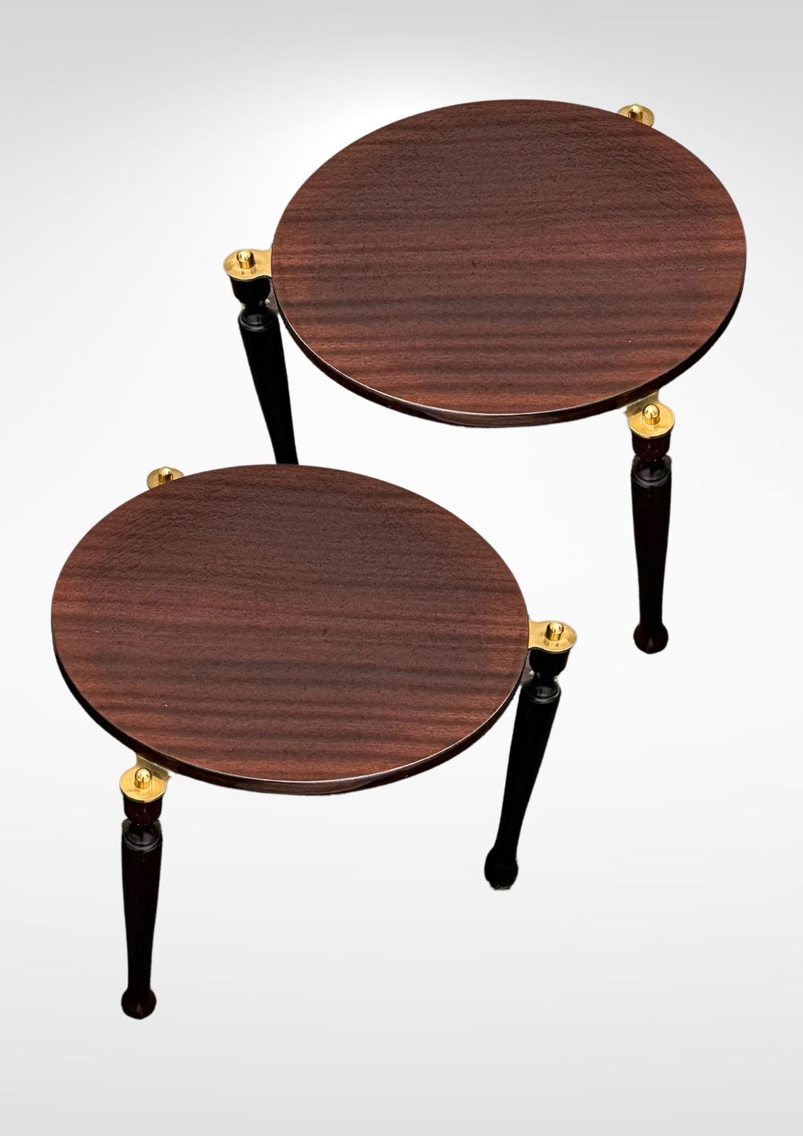 photo furniture Set Of 2 Italian Lacquered Wood And Brass Side Tables Hollywood Regency