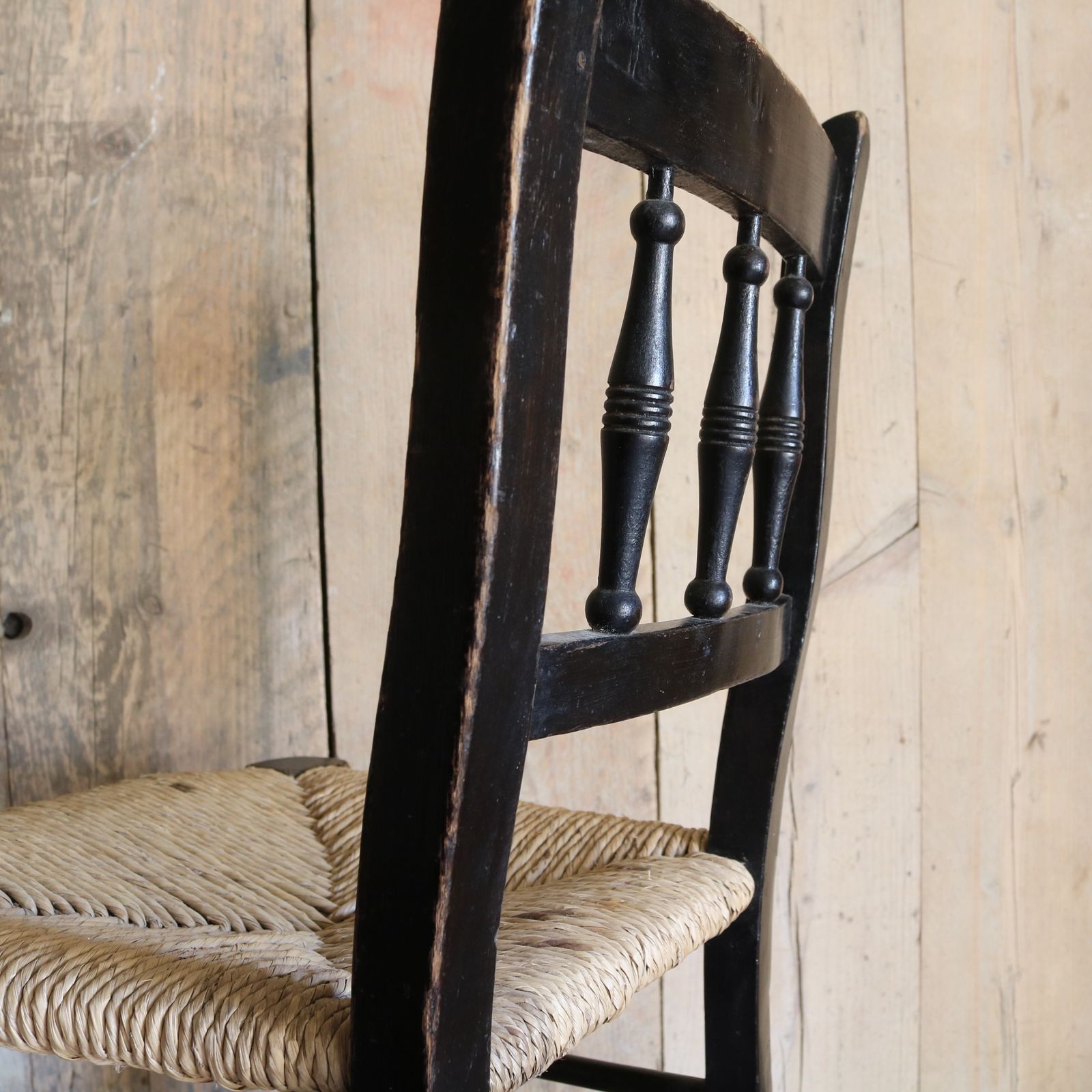 Antique Child’s Spindle Back Chair With Rush Seat   Late 1800s To Early 1900s photo furniture