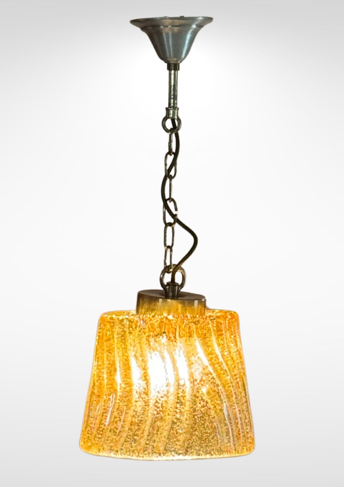 Mid Century Barovier Gold Glass Suspension Pendant Ceiling Lamp