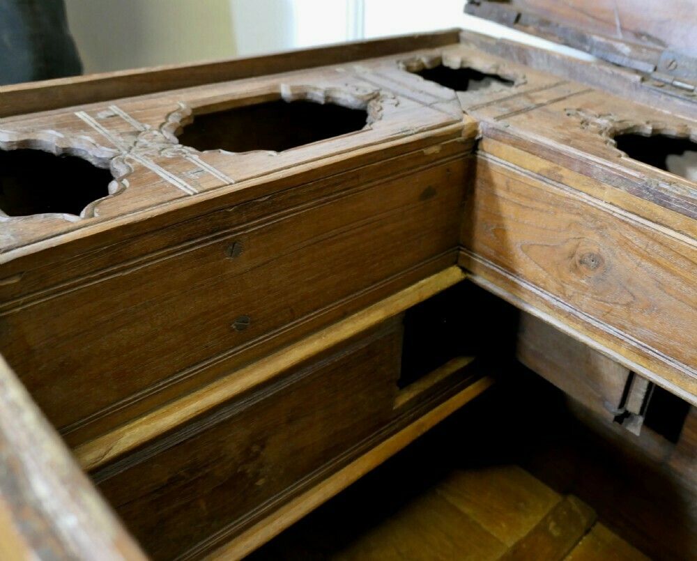 Large Fitted Iron Banded Merchants Chest photo vintage