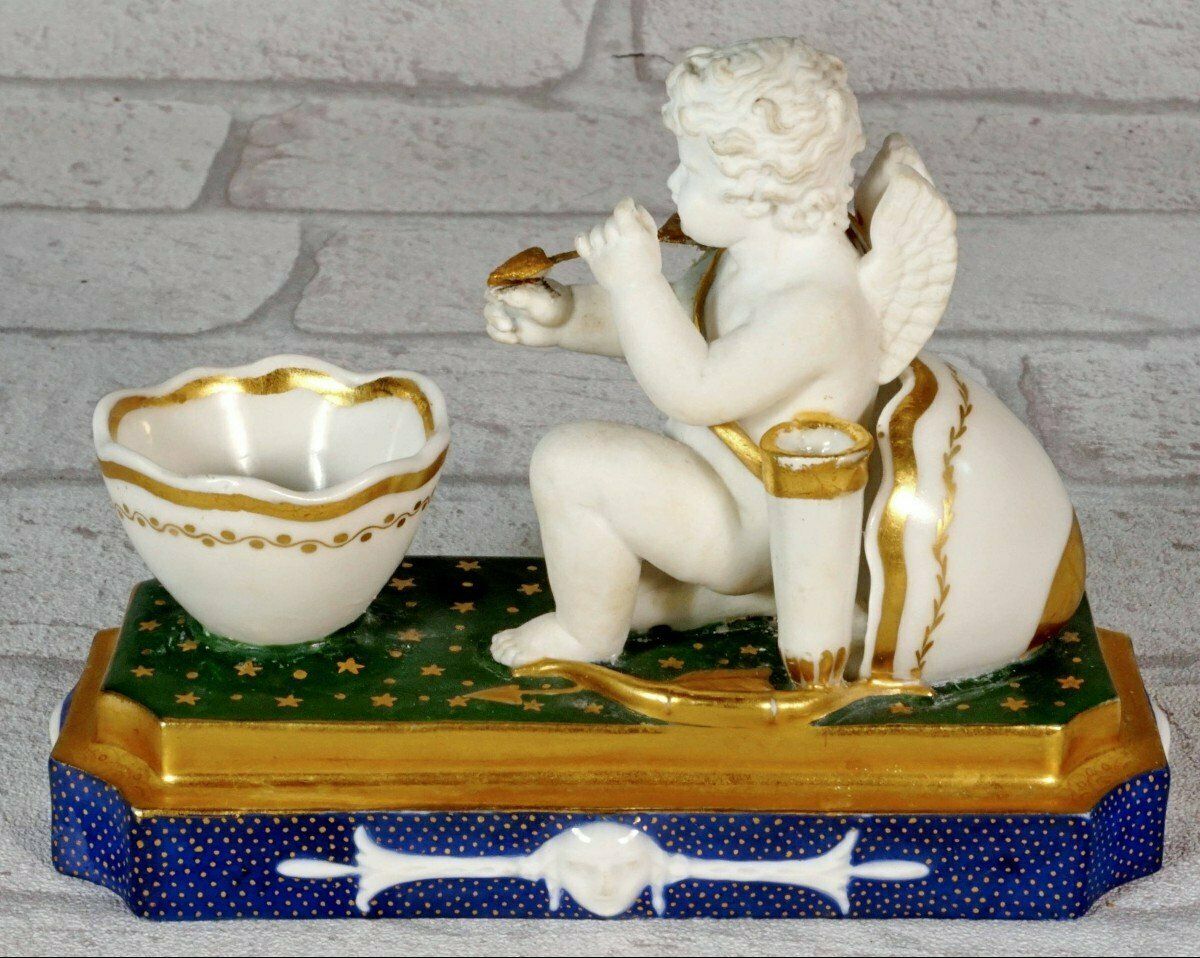 Rare Paris Porcelain Inkwell   Empire Period photo for sale