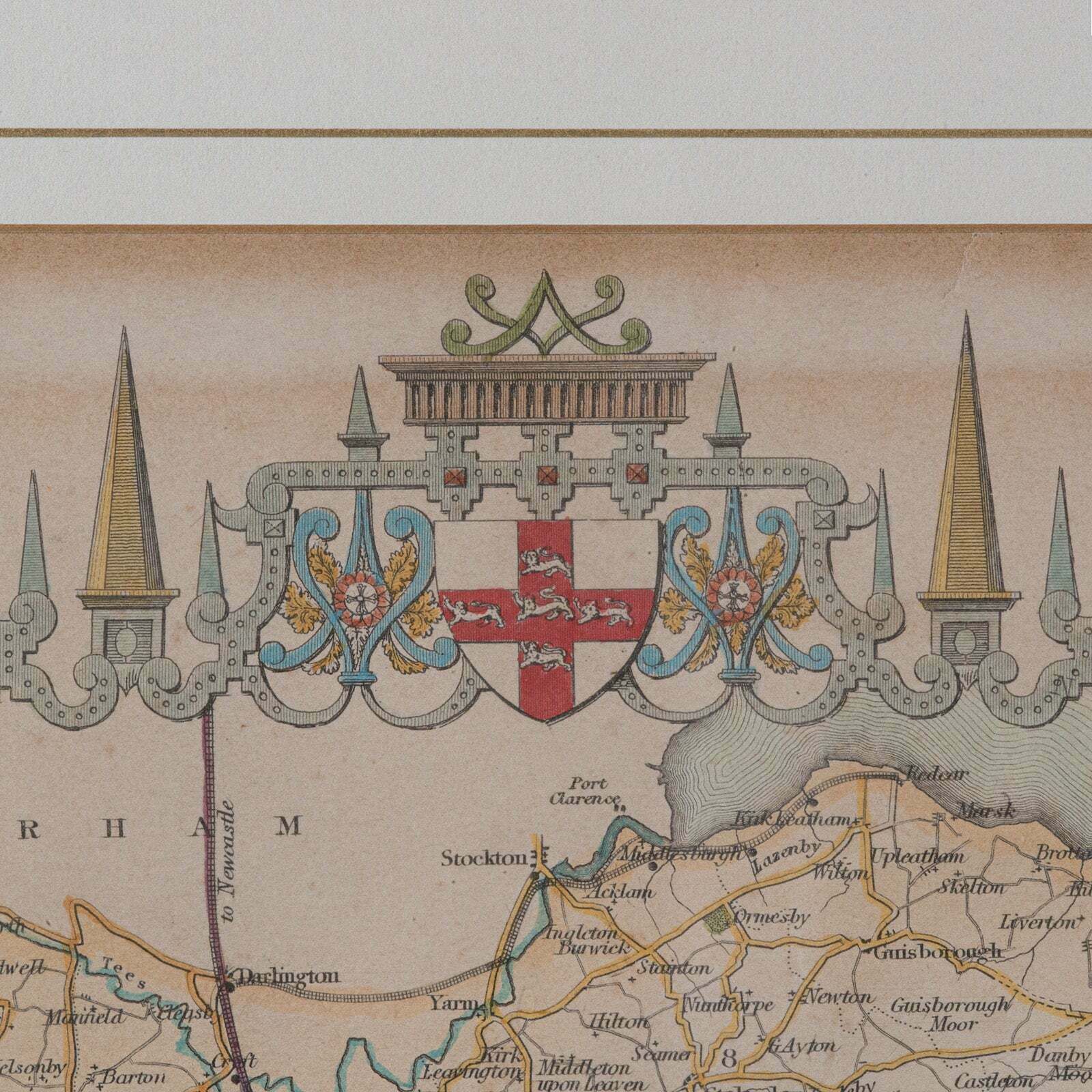 Antique North Yorkshire Map, English, Framed Lithography, Cartography, Victorian photo buy