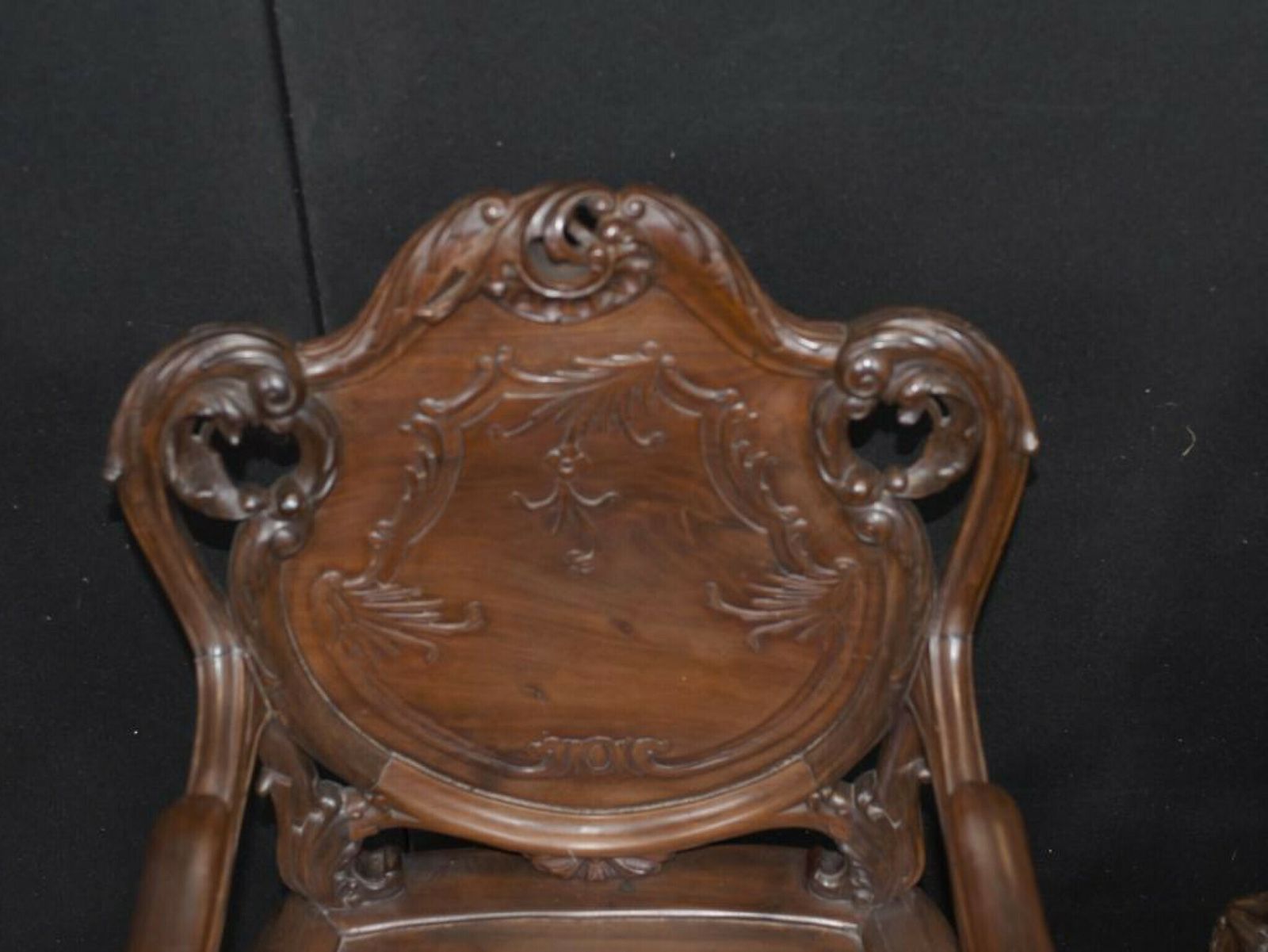 Pair Art Nouveau French Hard Wood Arm Chairs photo vinterior
