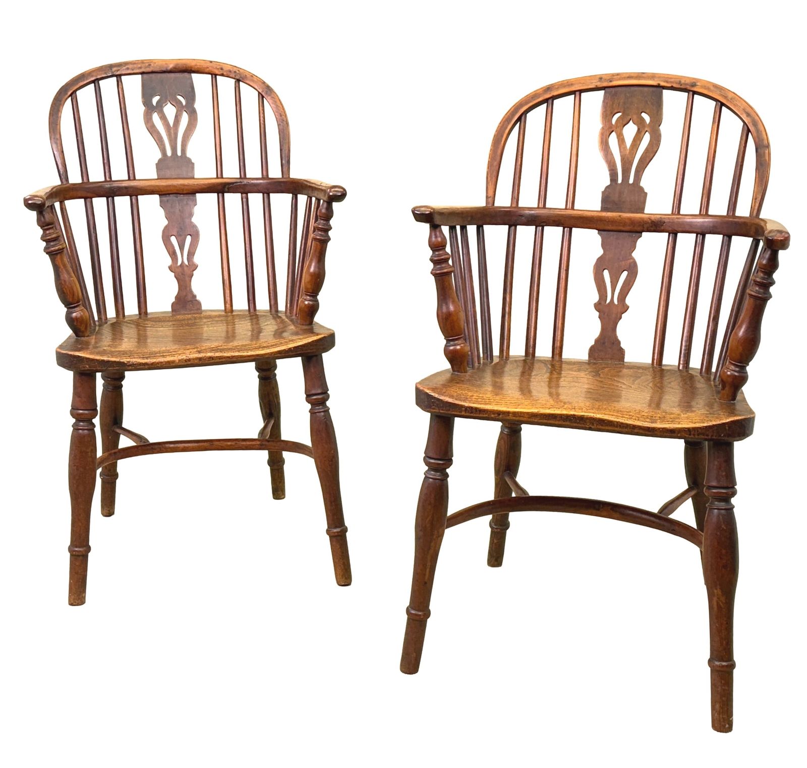 Pair Of 19th Century Yew Wood Windsor Armchairs (England, Circa 1820) photo Furniture