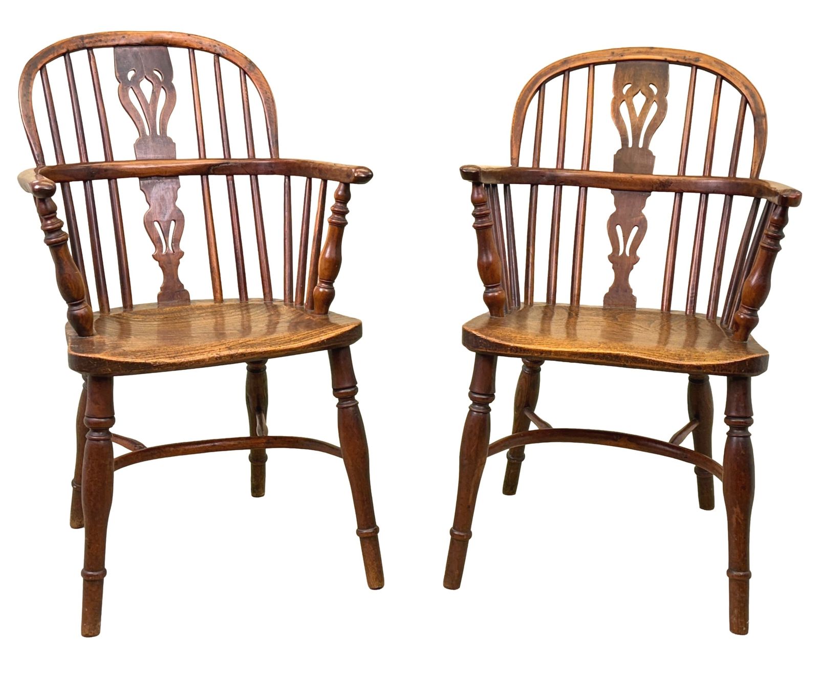 Pair Of 19th Century Yew Wood Windsor Armchairs (England, Circa 1820) photo 3200.0