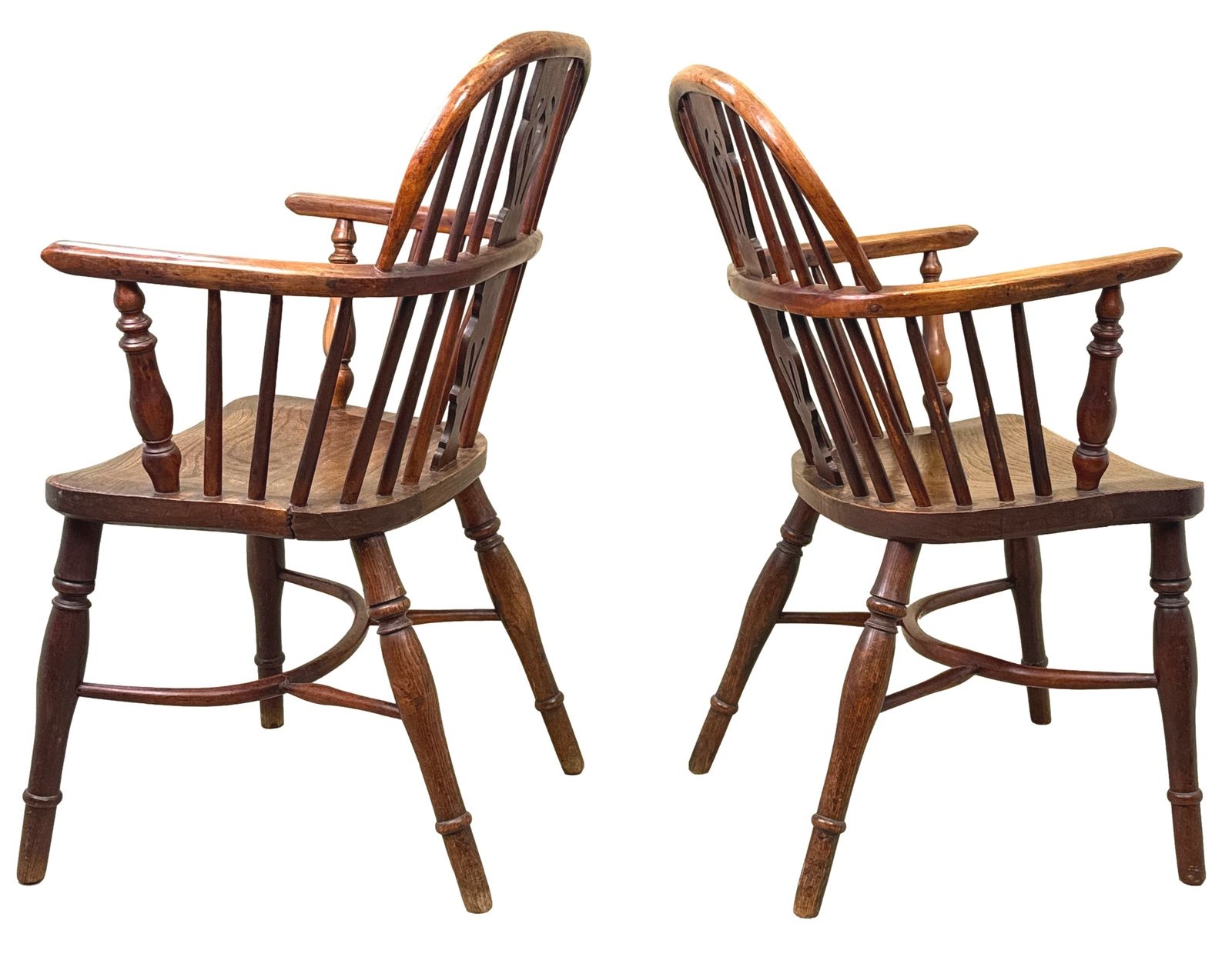 Pair Of 19th Century Yew Wood Windsor Armchairs (England, Circa 1820) photo vinterior