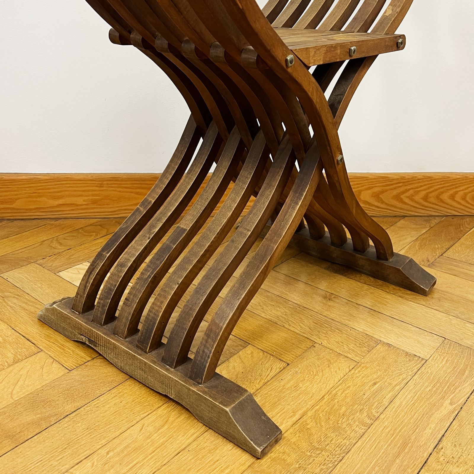 photo furniture Antique Savonarola Chair, Florentine Renaissance Home Decor, Carved Wood Armchair