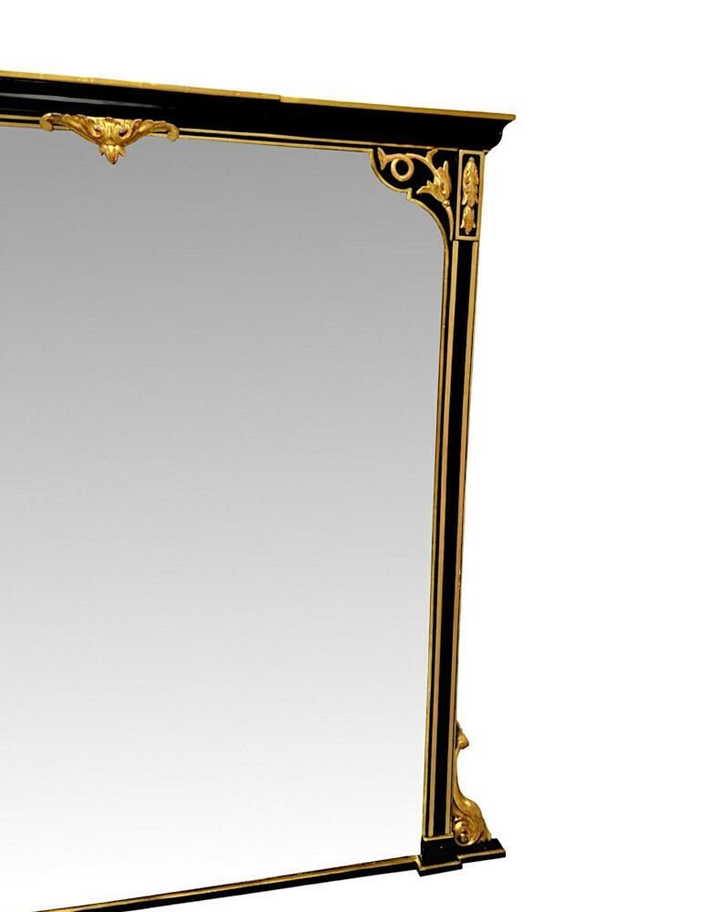 A Very Rare And Fine Large 19th Century Ebonised And Gilded Overmantel Mirror photo Home Decor