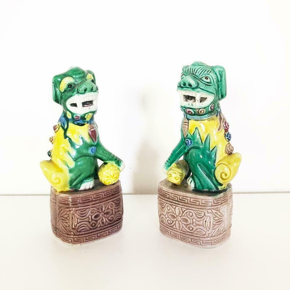 Cani Di Fo Pair Of Hand Decorated Ceramics' 900  Antiques