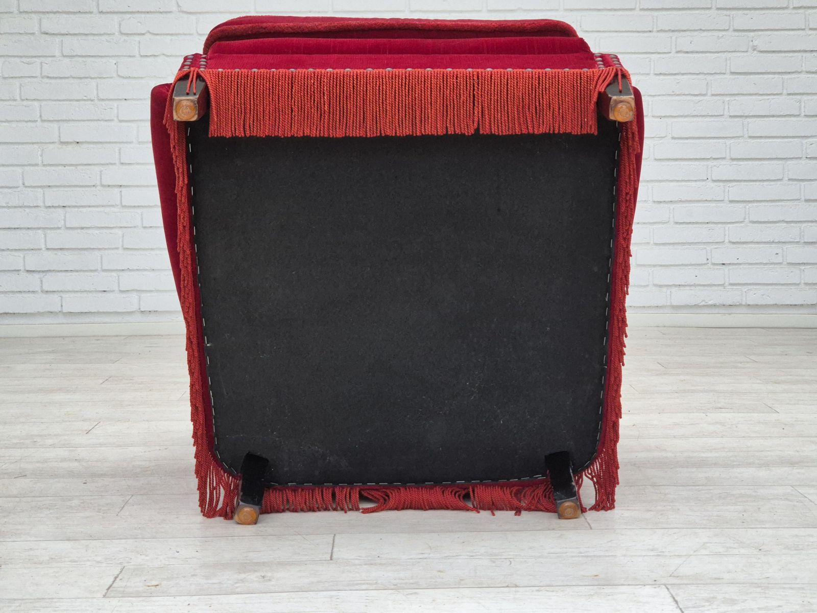 1970s, Danish Lounge Chair, Original Condition, Cherry Red Velour Fabric. photo buy