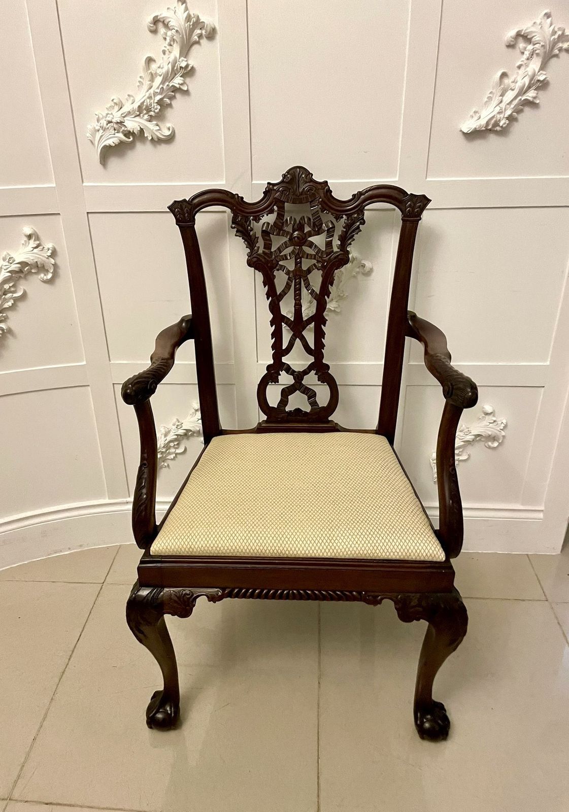 Outstanding Quality Antique 19th Century Carved Mahogany Office Chair photo furniture