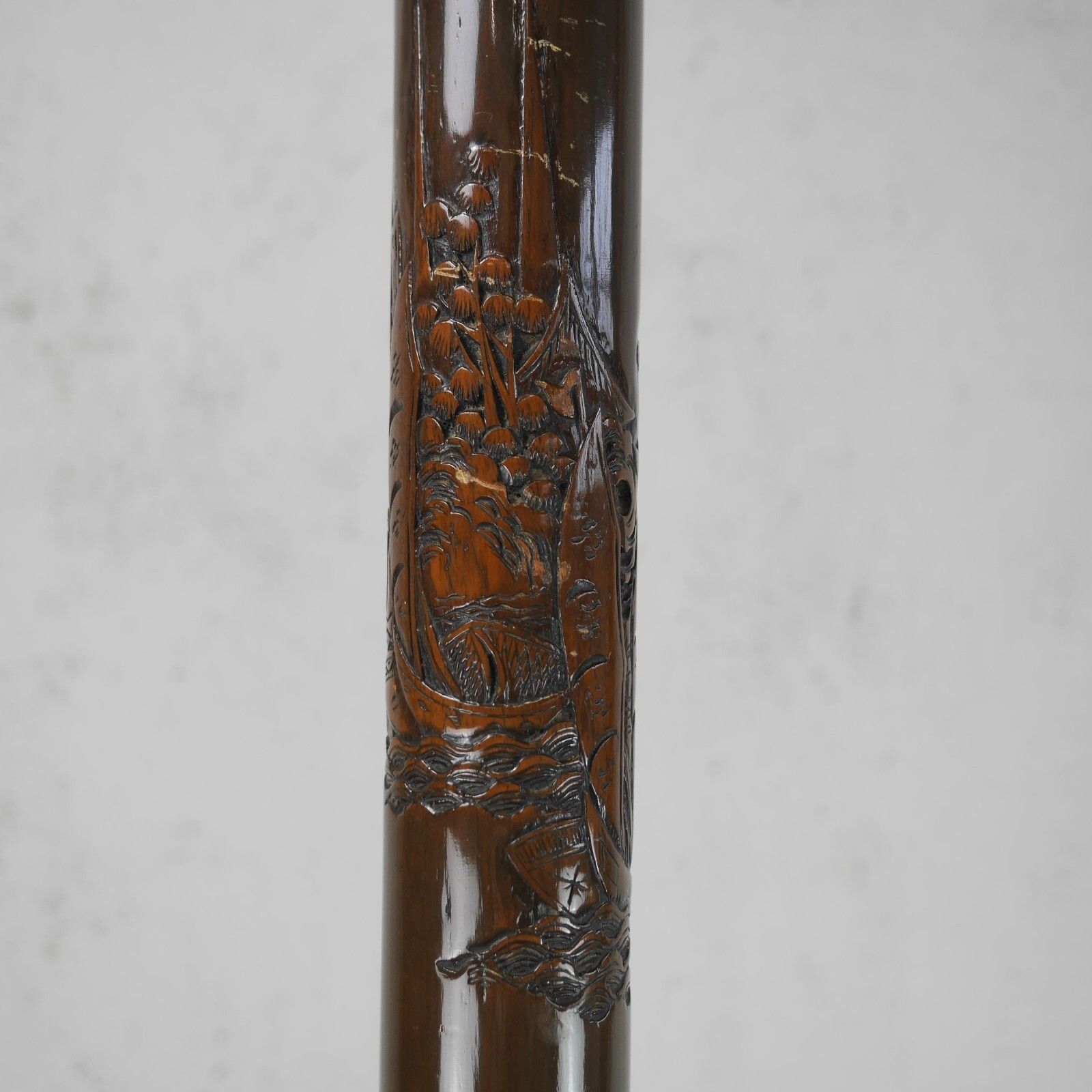 Antique Early 20th Century Chinoiserie Carved Wood Standard Lamp #102681 photo 290.0