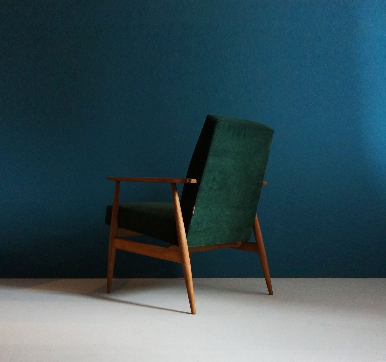 Vintage Armchair Form Mid Century, Dark Green, Restored photo for sale