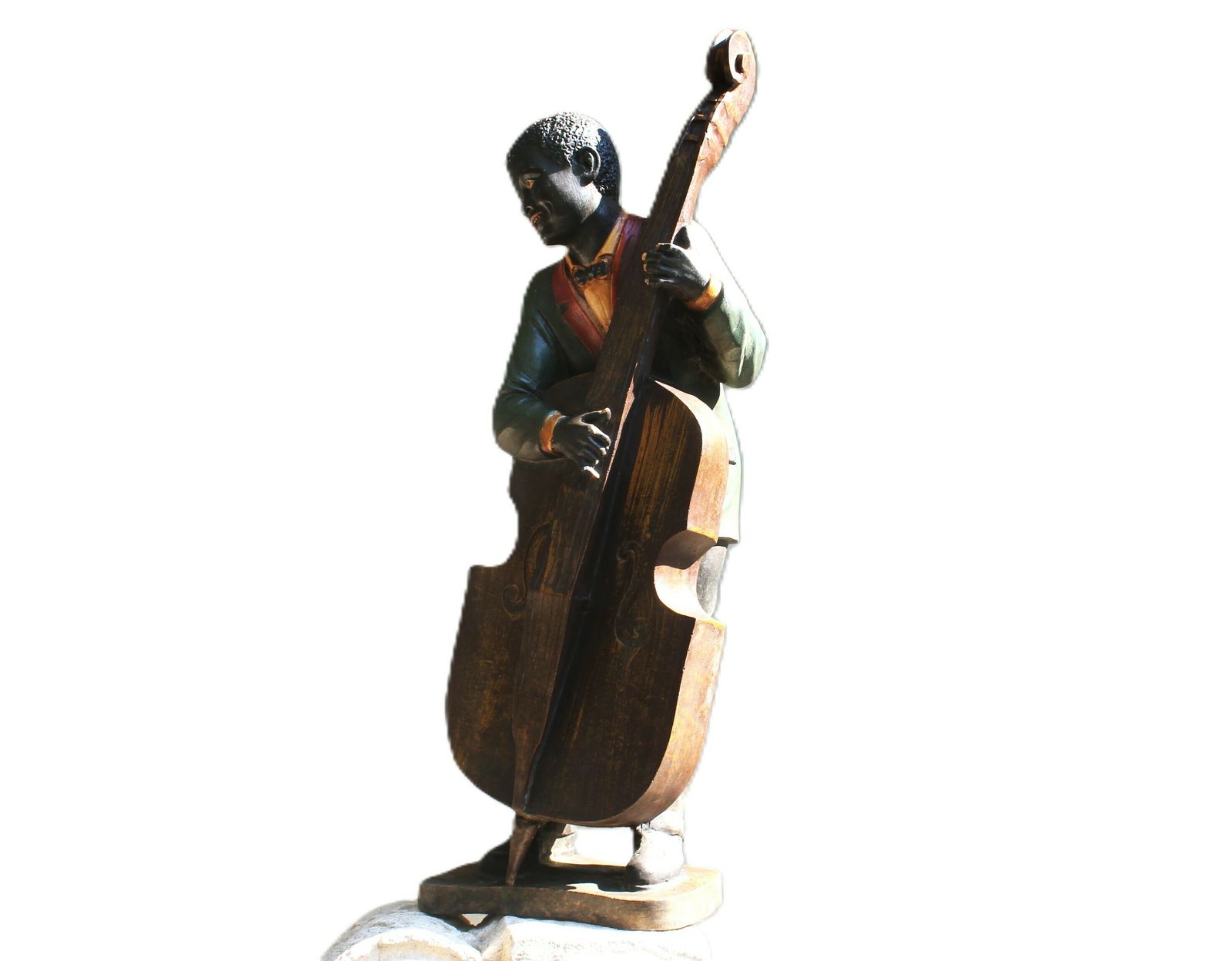 Vintage Rare New Orleans Jazz Musician Figurine 20s Double Bass Player Statue photo furniture
