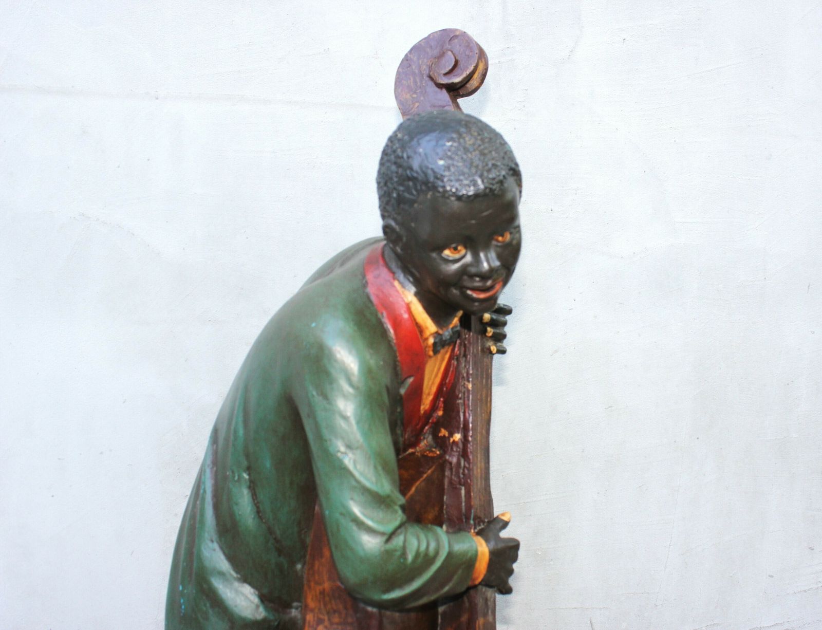 photo buy Vintage Rare New Orleans Jazz Musician Figurine 20s Double Bass Player Statue