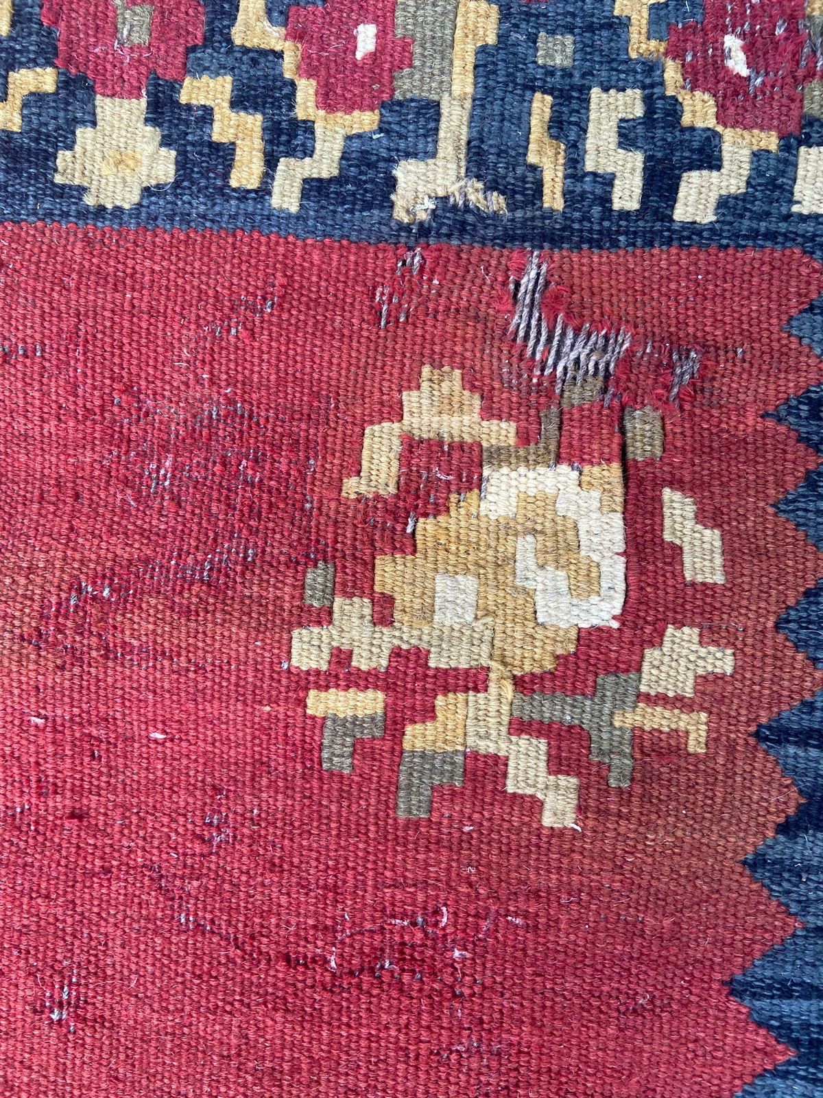 Vintage Large Kilim Rug In Red, Dark Blue/Black   Character Rug 144cm X 89cm photo buy